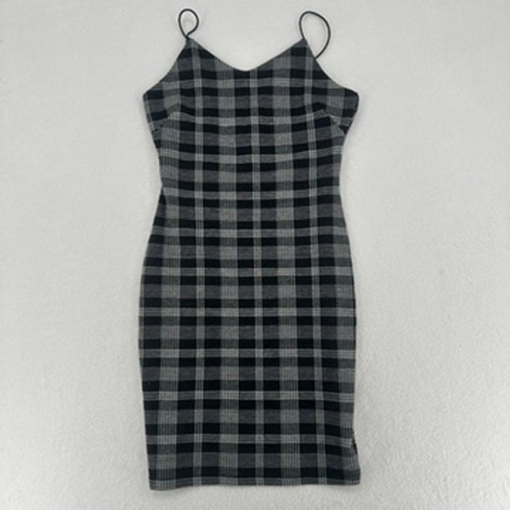 Popular 21 Plaid Bodycon Slip Dress Gray‎ Black Size Large
